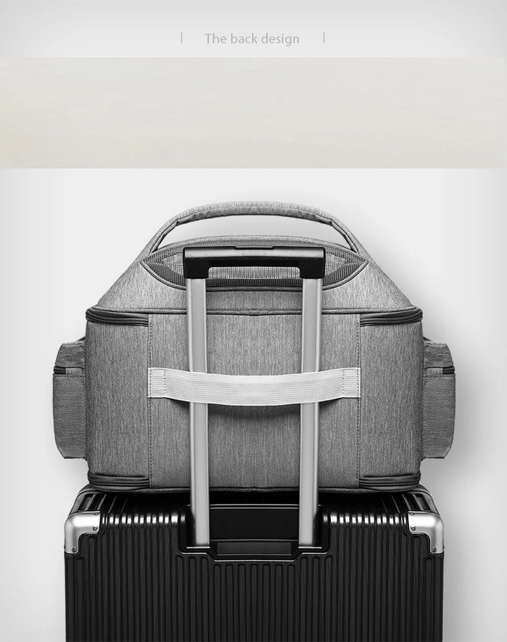 Bolso de hombro plegable para mascotas, bolsa para transportar perros y gatos, Color s&oacute;lido, 43x31x35cm, 7,5 kg-3