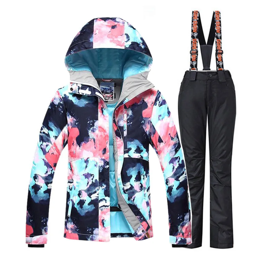 Цветной женский костюм для снежной погоды водонепроницаемая и ветрозащитная