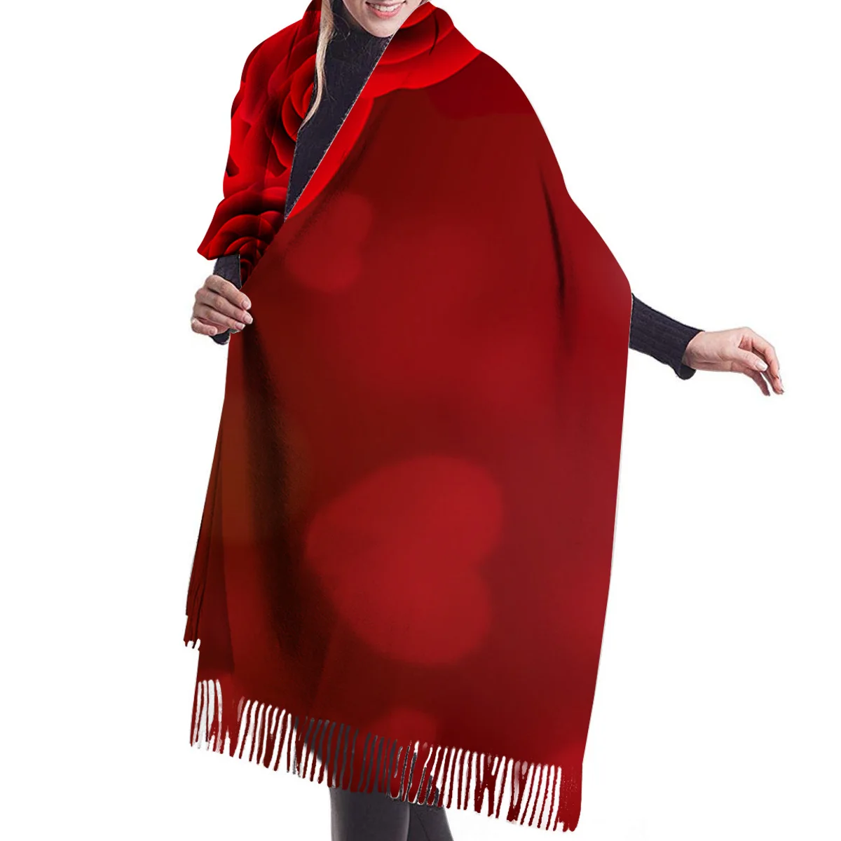 Модные большие шарфы на День святого Валентина розовый красный шарф с сердцем