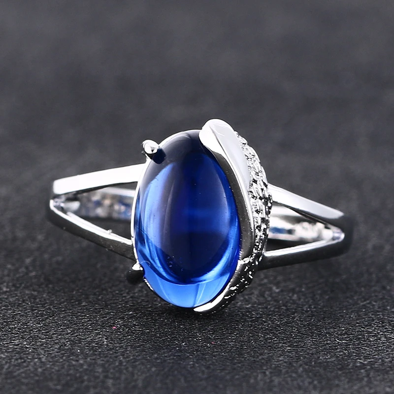 

Jewepisode Original Wing Design Anniversary Sapphire Gemstone Rings for Women Silver 925 Jewelry Anillos Wholesale Fine Jewelry