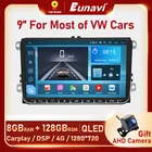 Мультимедийная магнитола Eunavi, 2Din, GPS, для VW jetta polo tiguan passat b6 golf 5 touran skoda octavia, 2 Din, 8 ядер, 2,5 ГГц