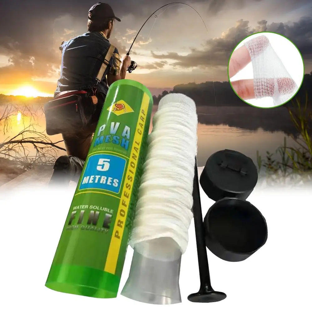 

1 Set 5m Length Water Dissolving PVA Narrow Mesh Tube Net Carp Lures Refill Plunger Bar Tackle Carp Fishing Feeder