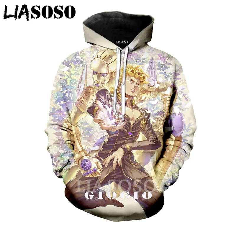 Мужские и женские толстовки с капюшоном liaseo 3D принтом топы аниме Джоджо