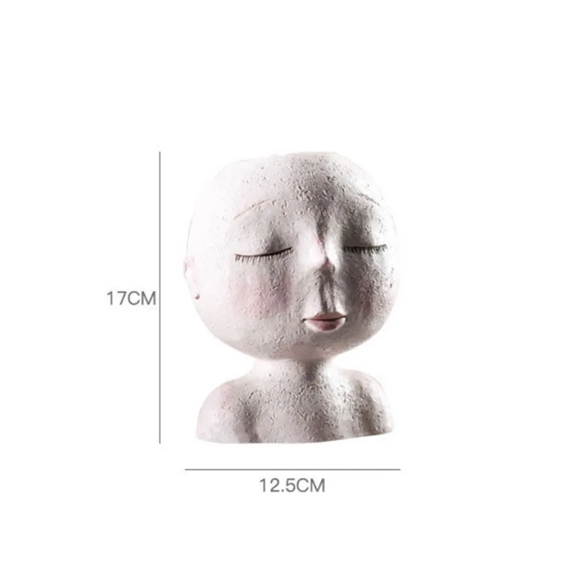 

Nordic Creative Resin Human head vase Doll sculpture flower pot Art flower arrangement Potted plant Home garden decoration