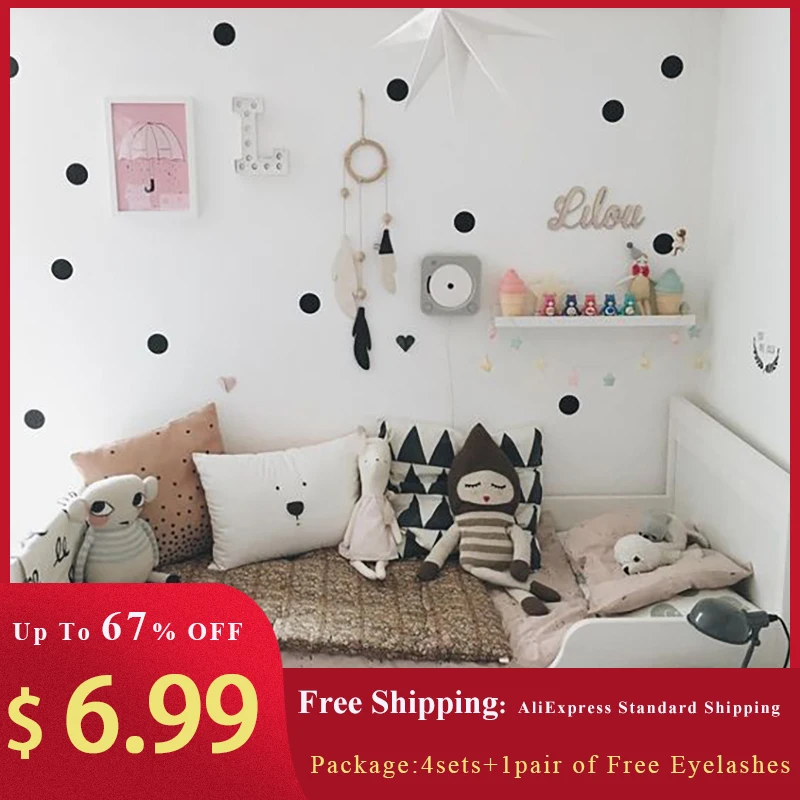 4 шт. декоративные наклейки в горошек для детской комнаты|Наклейки на стену| |