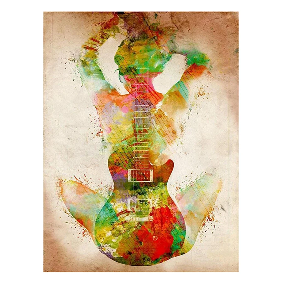 5d алмазная живопись сделай сам музыка гитара девушка городская ночь полная