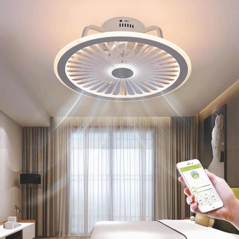 

Modern LED Ceiling Fan With Light App and remote Control Mute 3-Wind Adjustable Speed Dimmable for living room