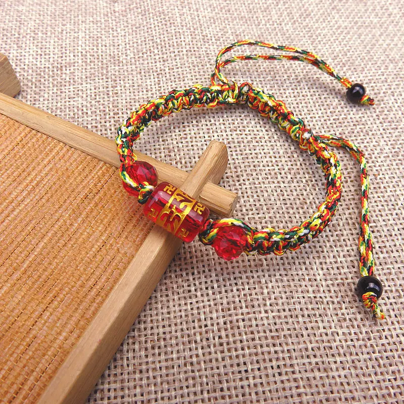 Минималистичный мужской браслет из шести слов на санскрите Будда бисера стекла