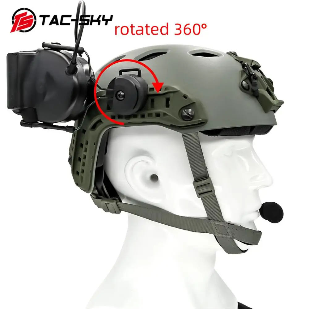 TAC-SKY helmet ARC track stand headset COMTAC II military tactical noise reduction shooting headset and tactics ptt u94 ptt BK