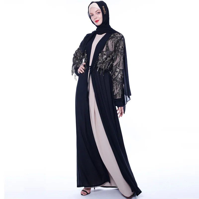 Шикарное высококачественное элегантное мусульманское Макси Платье с накидкой и