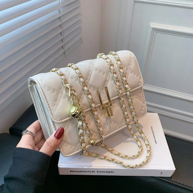 

Сумка кросс-боди Женская на цепочке, дизайнерский саквояж на плечо, Модный маленький чемоданчик, мессенджер, кошельки, зима 2021