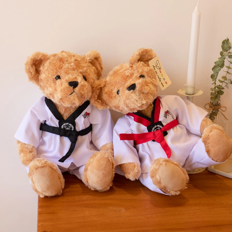 

Kawaii Cute Teddy Bear Plush Toy Couple Taekwondo Bear Doll Good Quality Souvenir Birthday Gift For Kids