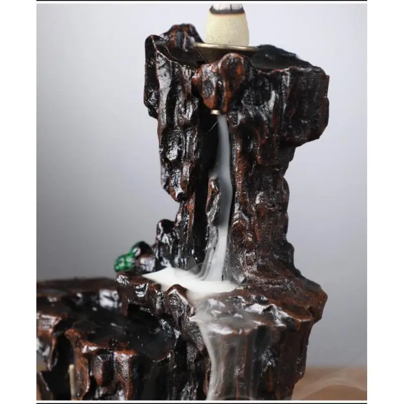 

High Mountain Smoke Waterfall Incense Holder Resin Backflow Incense Burner Lofty Mountains And Flowing Water Aroma Smoke Censer