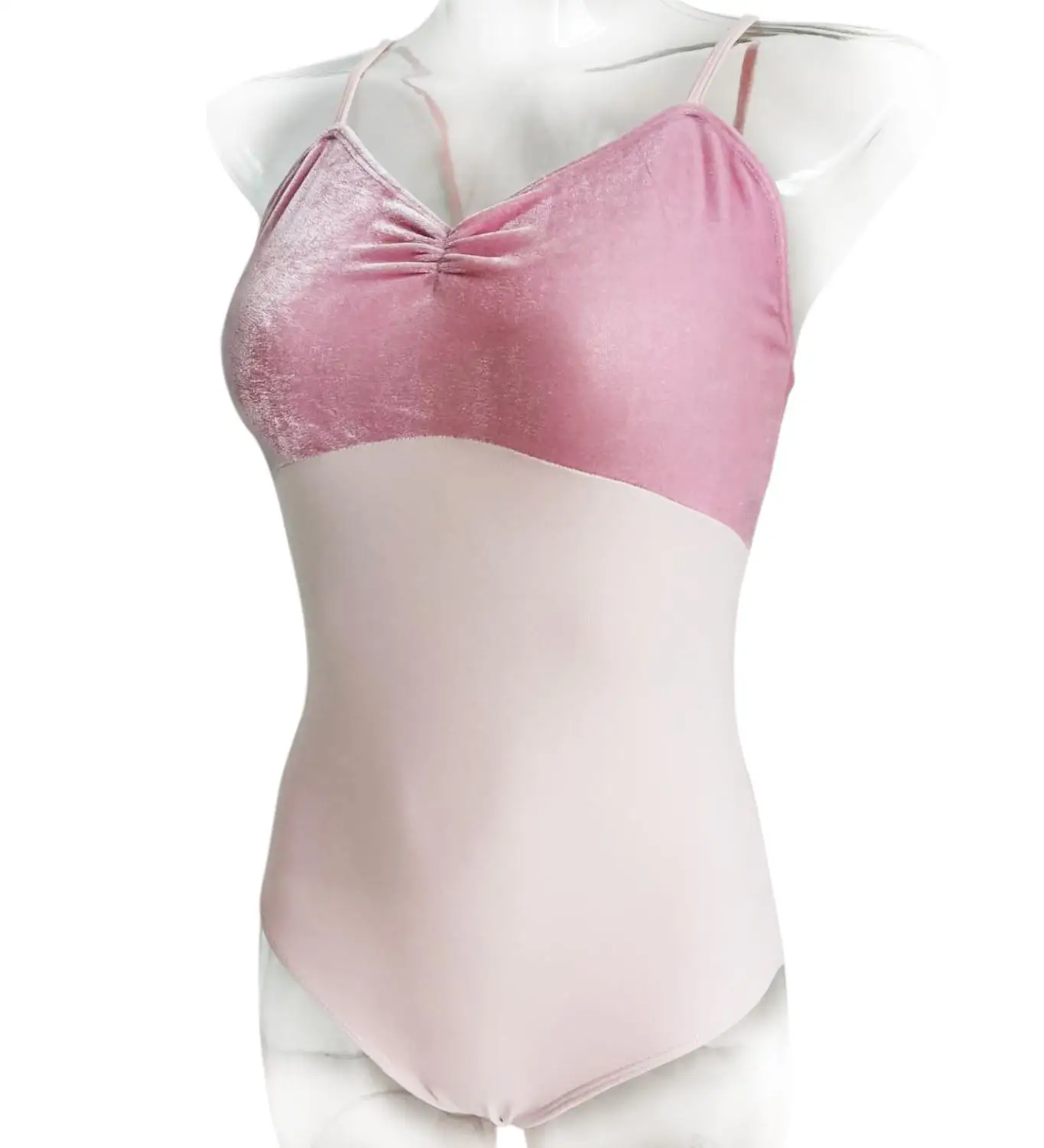 Light Pink Красный бархат и хлопок/лайкра одиночные ремни камзол балетные танцы трико для женщин и девочек - Цвет: Light Pink