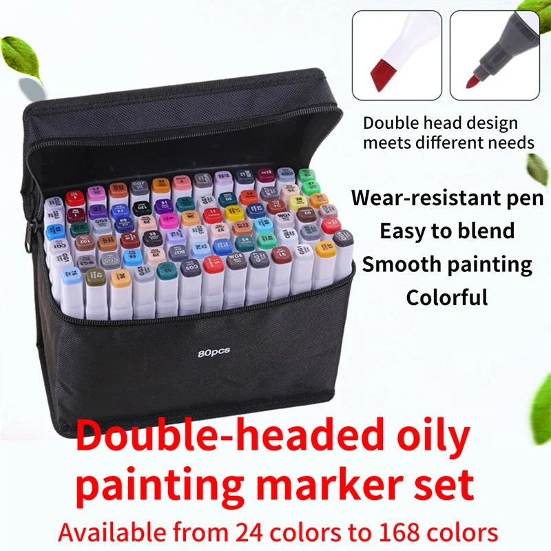 

Multicolor Sketch Writing Pen With Zipper Storage Bag Double Headed Marker Pen Art Mark Pen Office School Stationery Supplies