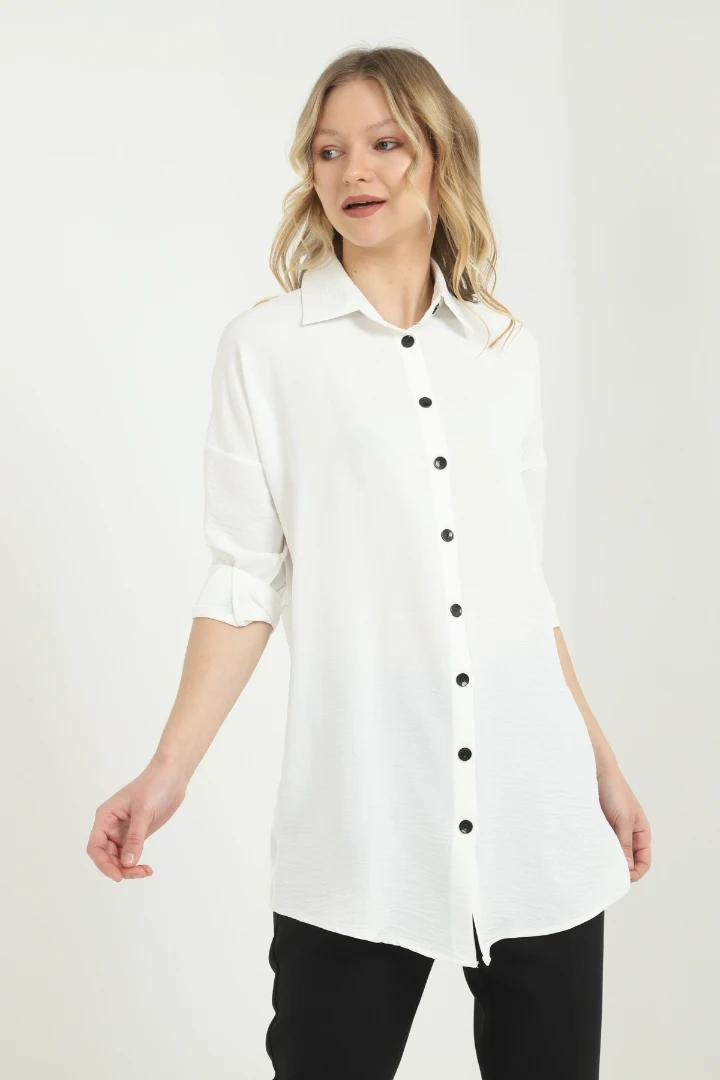 

Raw white Edge Lettering Printed Long Shirt new season modern design long sleeve writing detail elegant women top clothing