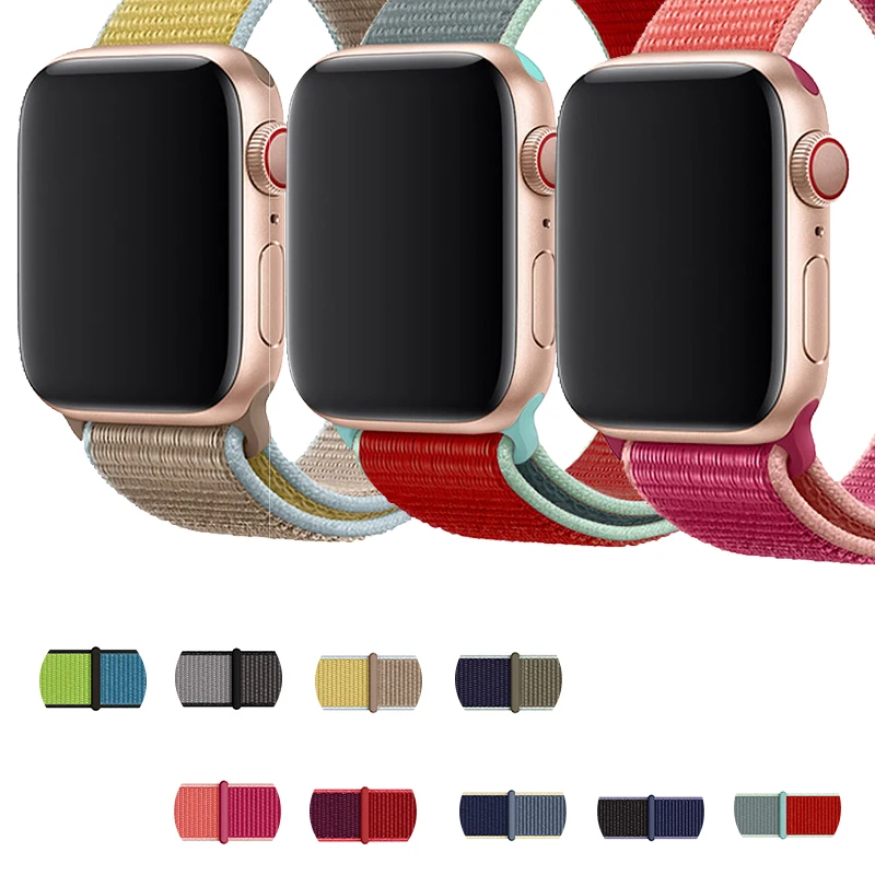 Спортивная петля для apple watch band series 5 4 3 2 1 светоотражающий ремешок iwatch тканый