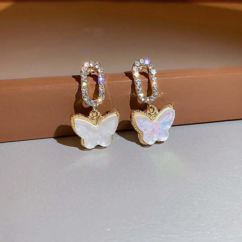 Корейские серьги Модные ювелирные изделия Стразы Shel Butterfly сережки Oorbellen милые для