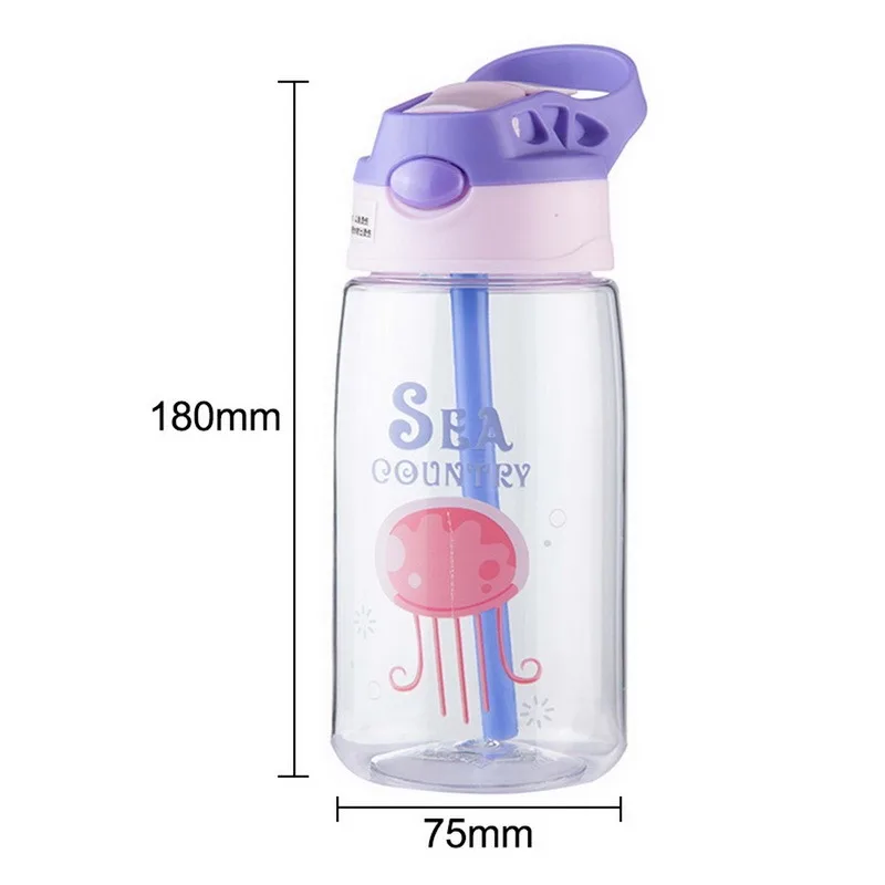 

Hot 480ML 7 Colors Baby Water Bottles Infant Newborn Cup Children Learn Feeding Straw Juice Drinking Bottle BPA Free for Kids