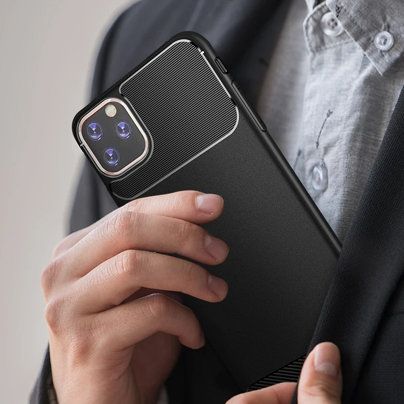 Для iphone 11 Pro Max углеродное волокно мягкий чехол из ТПУ для Apple силиконовая резина