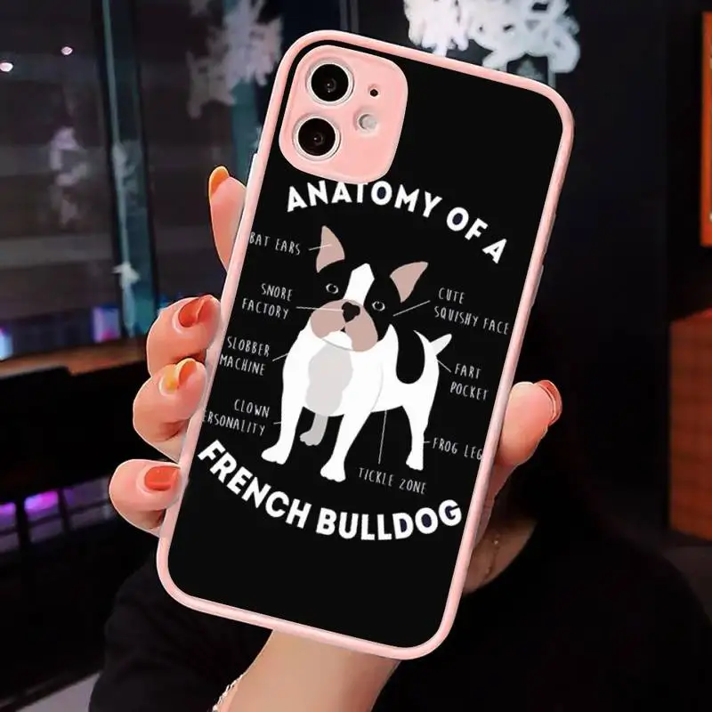 

Anatomy Of A Bulldog Phone Cases Matte transparent For Pink iPhone 12 Mini 11 Pro XR XS Max 7 8 Plus X Back Cover