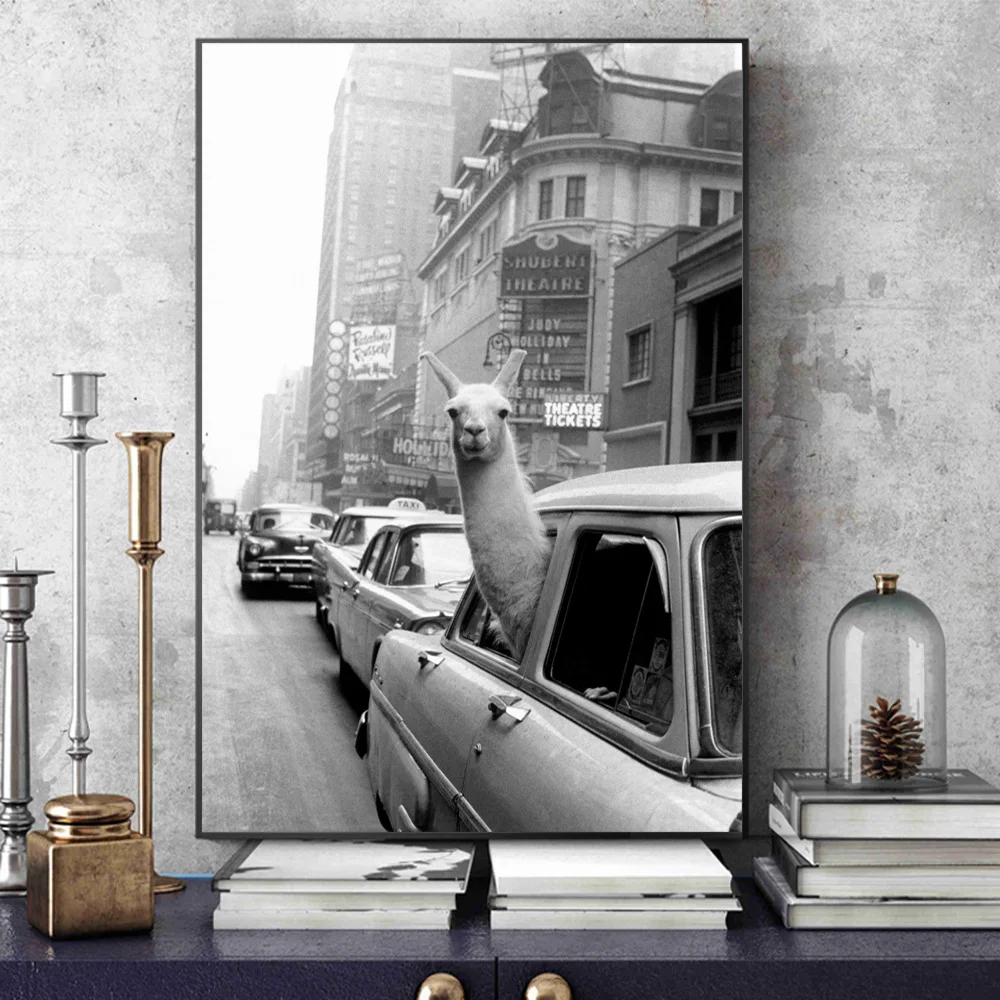 

Modern Art Alpaca Avatar Vintage Poster And Prints Funny Animal Picture Home Decor Wall Art Canvas Painting For Living Room