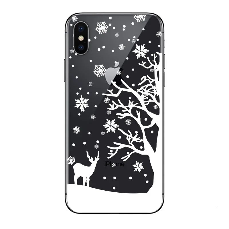 Christmas New Year Cover For iPhone 11 Max Pro XR 8 7 6 6S 5S Plus Cartoon Santa Claus Elk Phone Case For iPhone 11Pro X XS Max