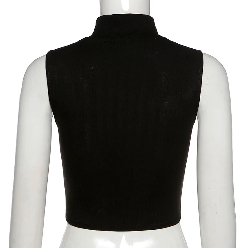 

Summer Women's Knitting T-Shirt Tops Street Style Casual Sleeveless Tee Metal Hole Irregular Top Wear 2021