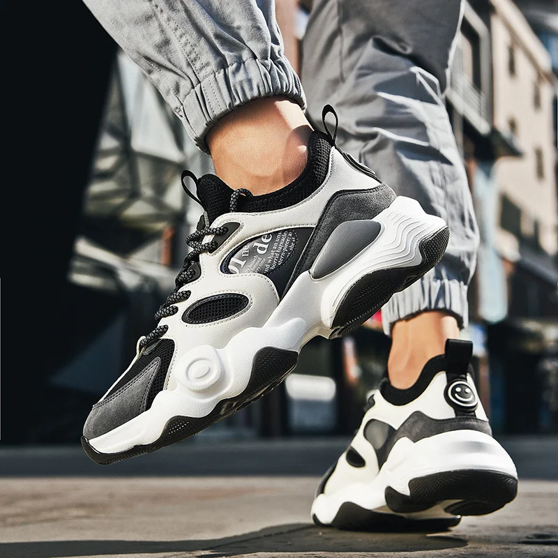 Модная весенне-летняя обувь для бега Дышащая кожаная мужчин Кроссовки Сделано в