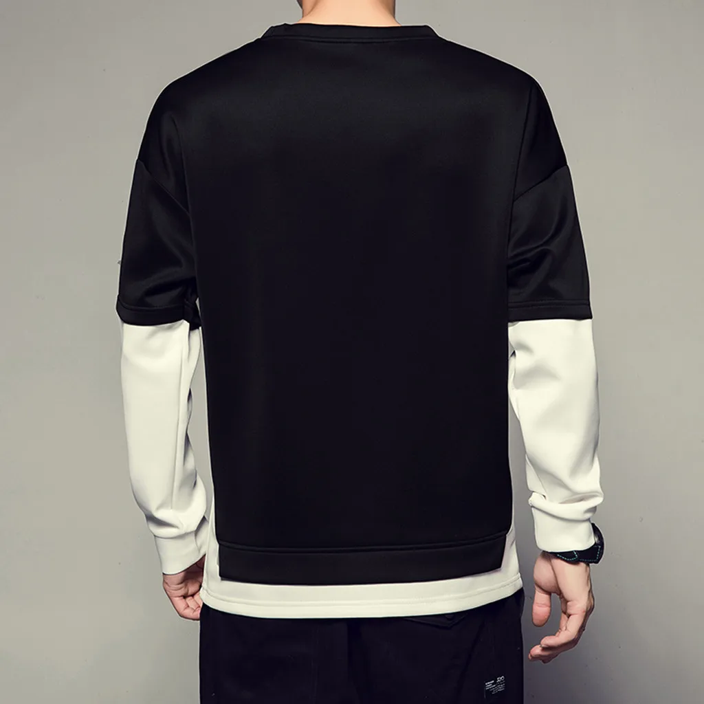 

Men's New Style Casual Fashion Patchwork O-Neck Long Sleeves Sweatershirt Tops Amazon Ebay Fashion Men's Clothing Popular