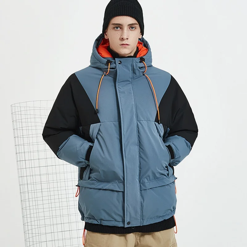 Мужской толстый пуховик повседневный свободный с капюшоном зима 2019|Мужские