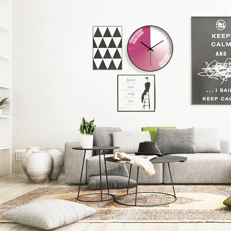 Настенные часы в скандинавском стиле бесшумные Роскошные однотонные настенные