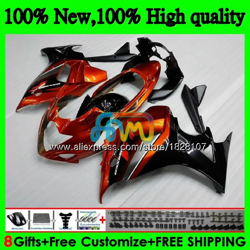

650 Orange black Kit For SUZUKI GSXF 650 GSX650F 08 09 10 11 12 13 14 45BS.2 GSXF650 2008 2009 2010 2011 2012 2013 2014 Fairing