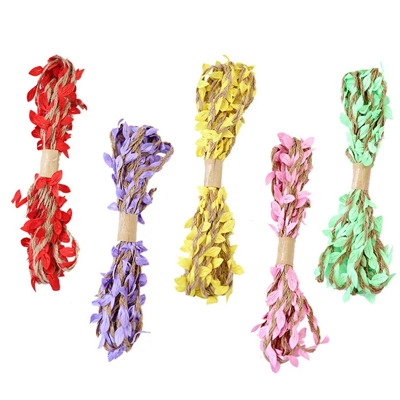 10 м искусственные зеленые листья конопляная веревка натуральный джутовый шпагат