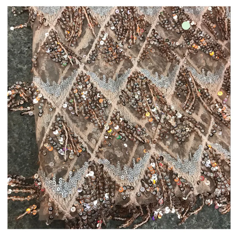 ТКАНЕВОЕ женское платье Lace135 с кисточками и пайетками из ткани сетчатые пряжи для