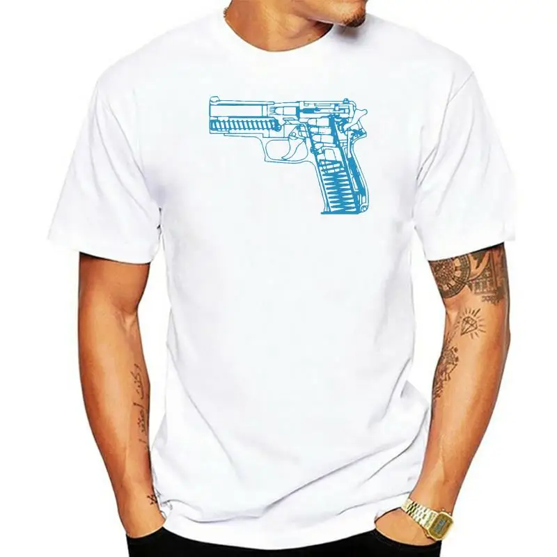

Gun Pistol Negative Art Design Drawing Parody T Shirt Cool Casual pride t shirt men Unisex New Fashion tshirt free shipping