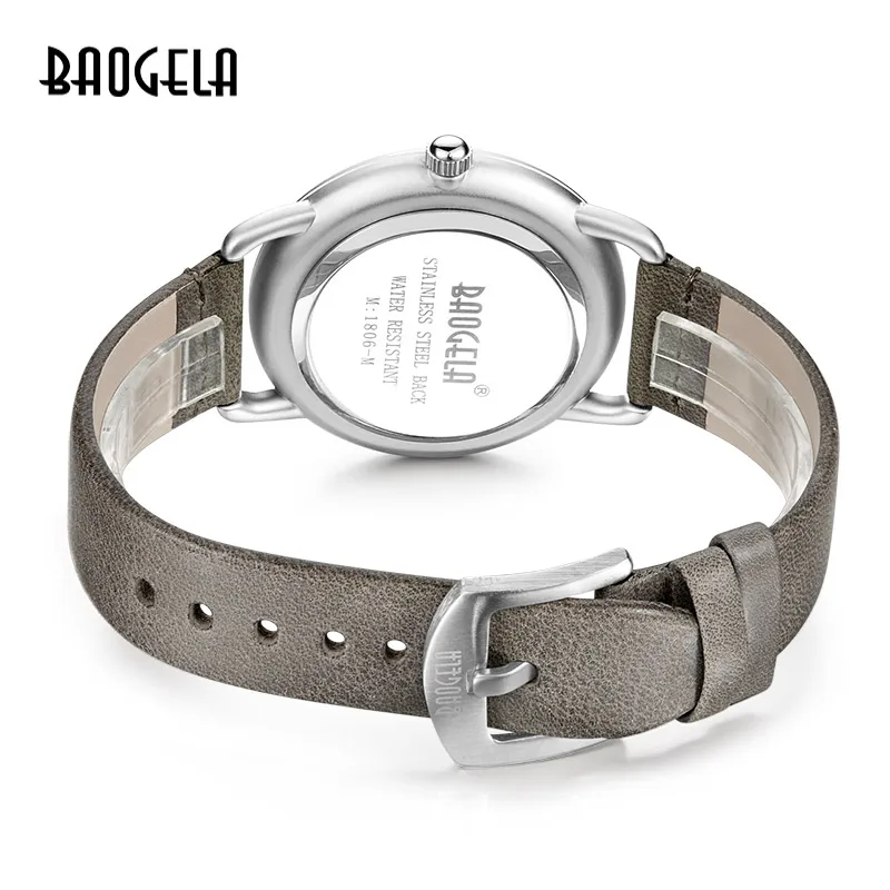 BAOGELA Топ люксовый бренд Мужские кварцевые часы с кожаным ремешком простые