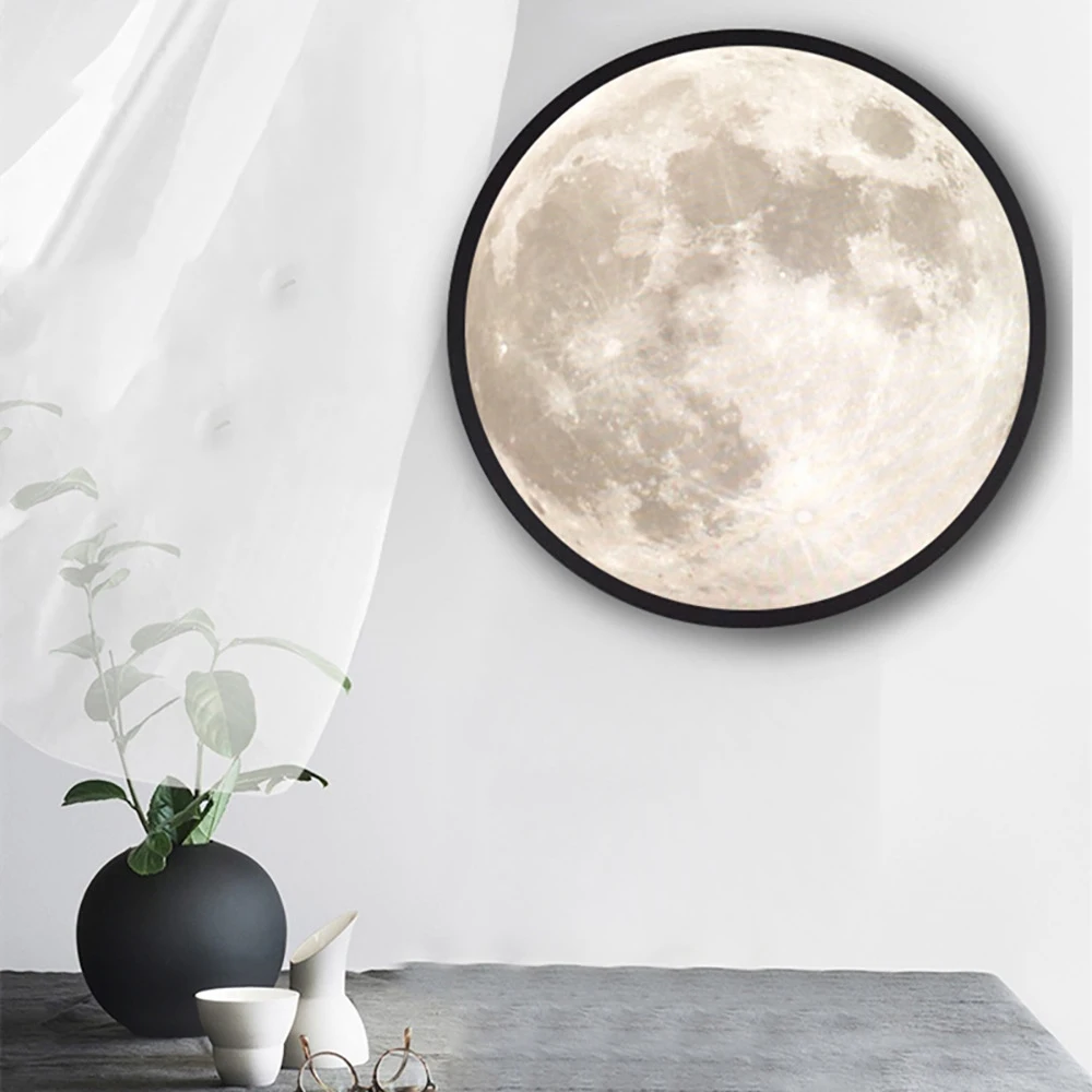 

USB Rechargeable Vanity Mirror With Lamp Wall-Mounted LED Mirror Lamp Moon Shaped Home Interior Decoration INTE99