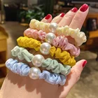 Резинка для волос женская, с большими жемчужинами, разноцветная, эластичная