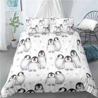 home living luxury 3d penguin print 23pcs comfortable duvet cover pillowcase bedding sets queen and king aueuus size