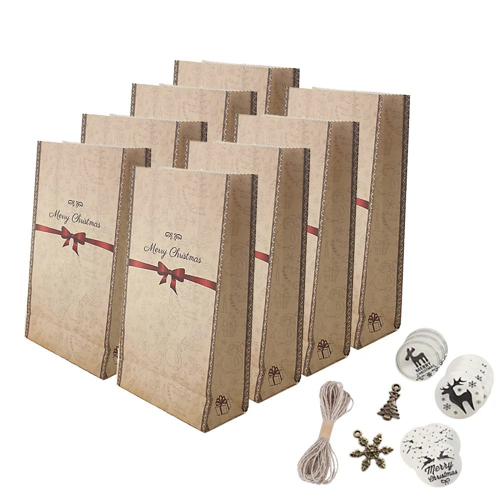 

Kraft Paper Candy Bags Party Supply Creative Gifts Home Decoration Cute 8pcs 12x6x22cm Baking Christmas Package