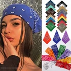 Модная женская Бандана с принтом, шарф, бандана в стиле хип-хоп, перекрестный тюрбан, повязка на голову, маска для лица, завязка для волос, винтажный Многофункциональный квадратный шарф