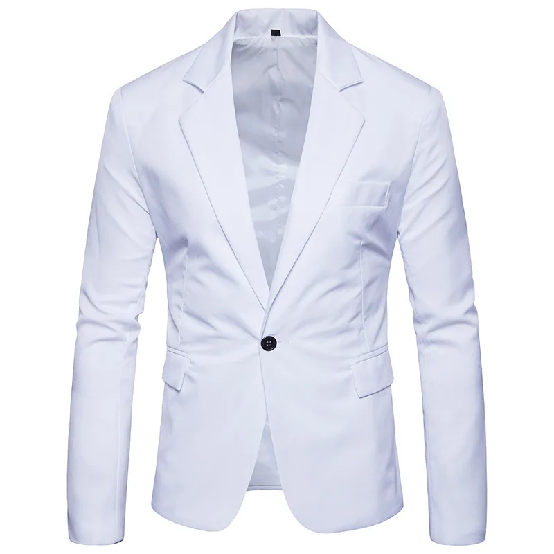 2020 весна/осень для мужчин Блейзер Slim Fit топ с длинными рукавами Однотонная