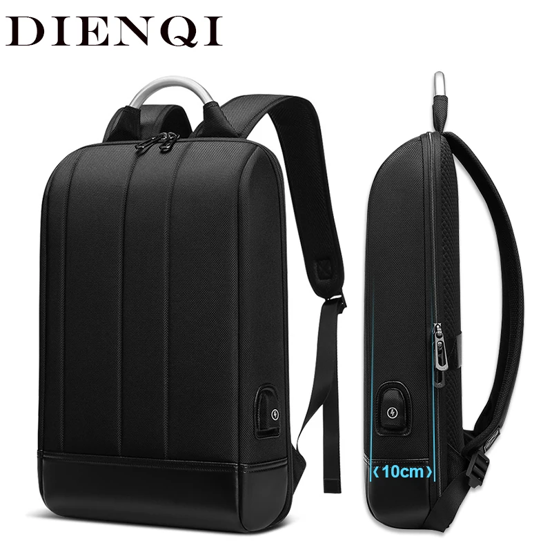 

Тонкий деловой рюкзак DIENQI для мужчин, 15,6 дюйма, для офиса, работы, водонепроницаемый ультралегкий рюкзак, тонкий противокражный рюкзак