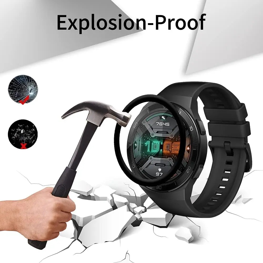 2PCS Curved Edge Full Coverage Soft Protective Film Cover For Huawei Watch GT 2e Smart Watch Screen Protector (Not Glass)