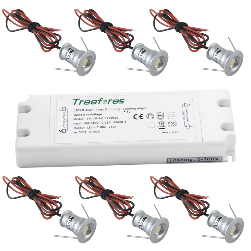 

Mini LED Spot 15mm 1W + AC 120V 220V 240V Triac 0-10V & 1-10V PWM Dimmable Power Transformer