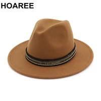 hoaree fedora hats women men wide brim pink felted hat jazz cap winter autumn panama male female sombreros de sol