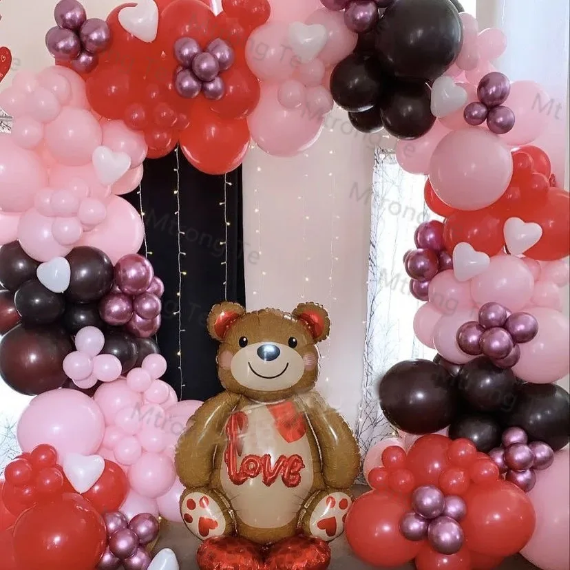

204 шт. фольгированные воздушные шары в виде медведя на день рождения, День Святого Валентина, украшение для вечевечерние, свадебные украшени...