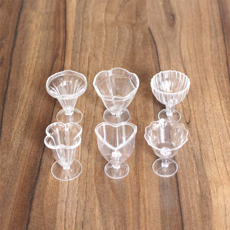 Mini ice cream sundae cup clay plastic transparent simulation DIY handmade material 6pcs/set | Игрушки и хобби