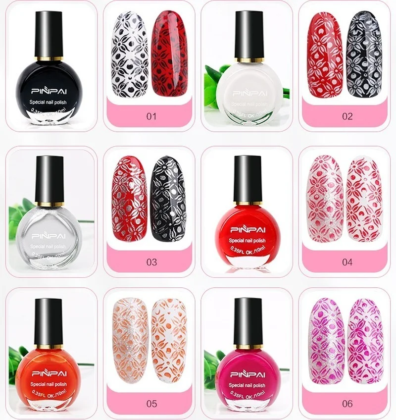 1 шт. 10 мл Лак для стемпинга ногтей рисования маслом цветной черный белый лак